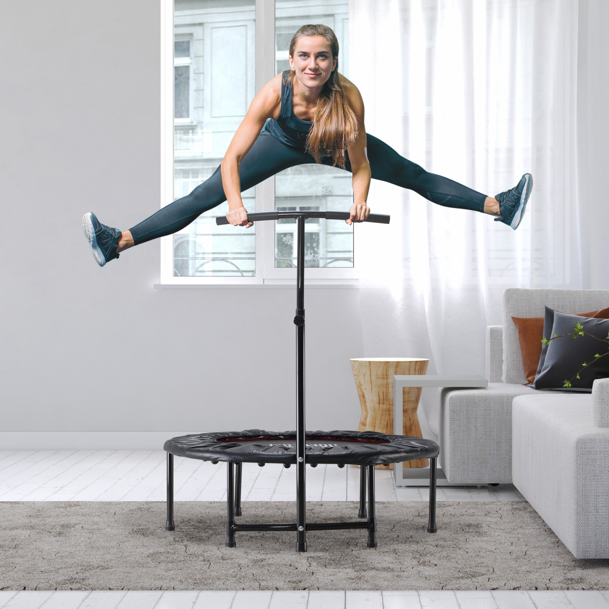 40 Inch Mini Fitness Trampoline Rebounder with Handle 40 Inch Mini Fitness Trampoline Rebounder with Handle - Image 2