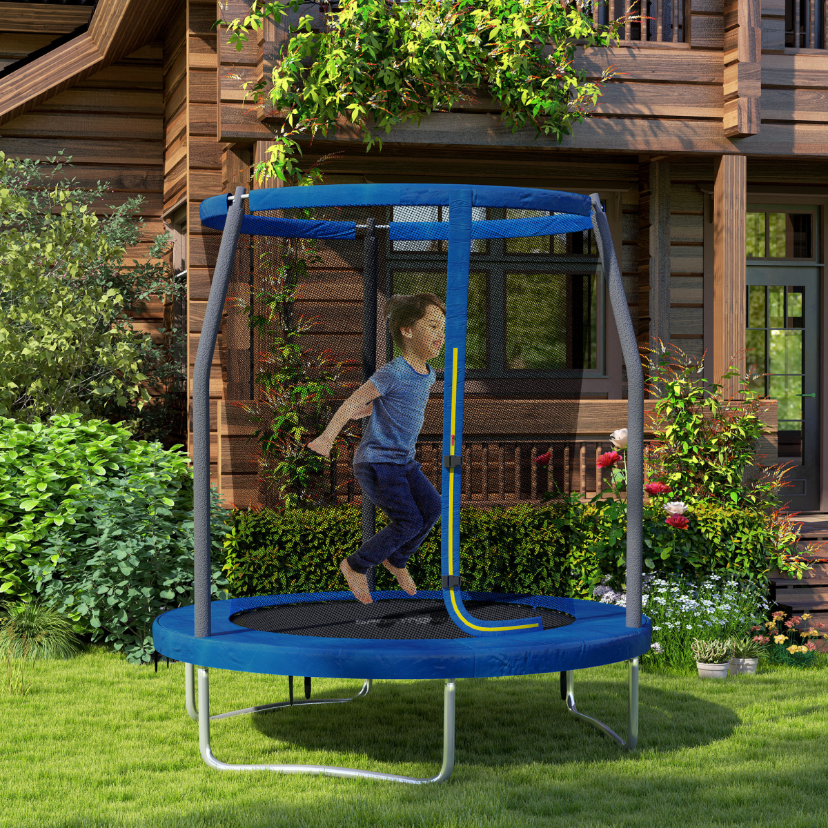 6ft Outdoor Trampoline with Safety Enclosure Net 6ft Outdoor Trampoline with Safety Enclosure Net - Image 2