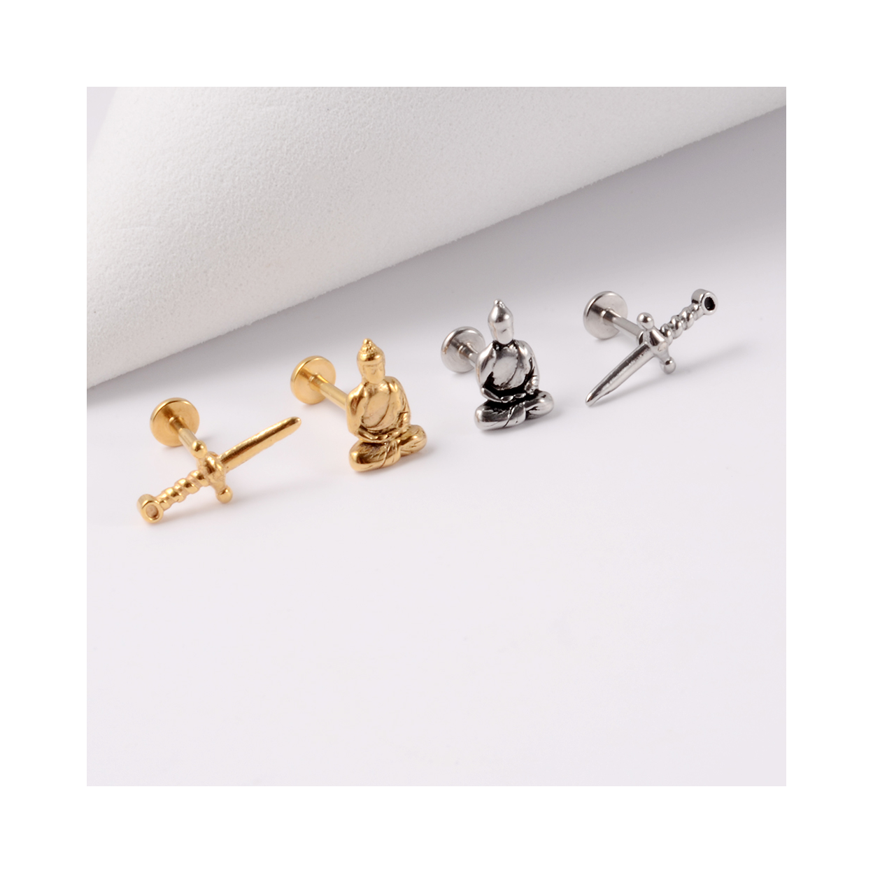 1PC Surgical Steel Snake Ear Tragus Cartilage Piercing Buddha Statue Labrets Lip Stud Ring Lobe Earrings Body Piercing Jewelry 1PC Surgical Steel Snake Ear Tragus Cartilage Piercing Buddha Statue Labrets Lip Stud Ring Lobe Earrings Body Piercing Jewelry - Image 3