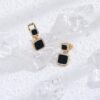 Gold Tone Square Black Drop Earrings Ear Clip Cuff Non Pierced Gold Tone Square Black Drop Earrings Ear Clip Cuff Non Pierced