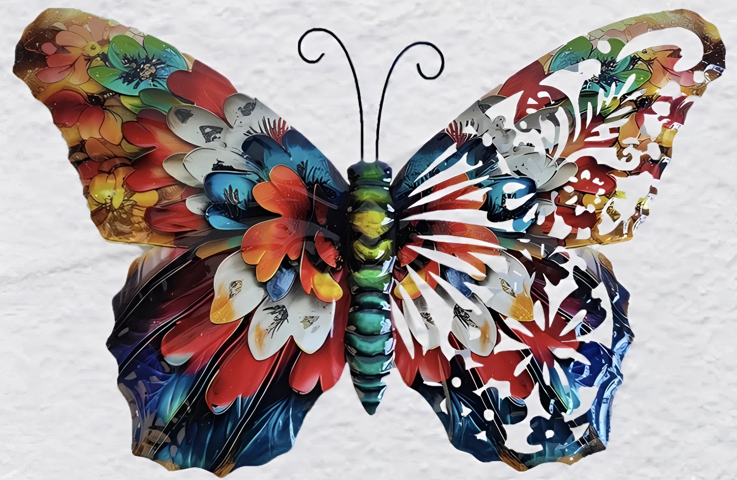 Vibrant Floral Metal Butterfly Wall Art Vibrant Floral Metal Butterfly Wall Art