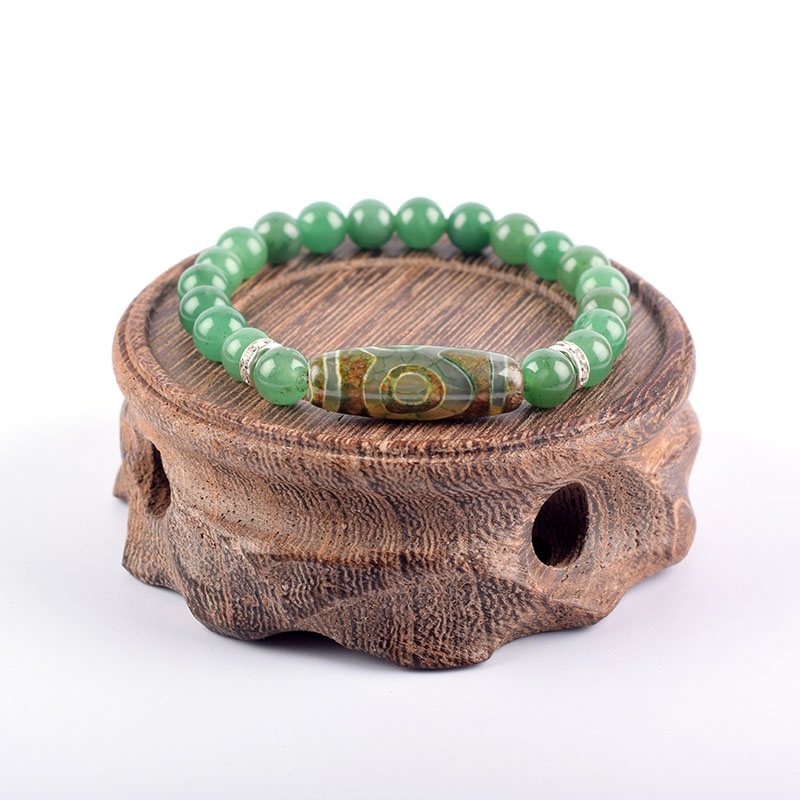 Natural Green Dongling Three-eyed Dzi Beads Bracelet Women Tibetan Buddha Agate Prayer Meditation Wish Jewelry for Man Gift Natural Green Dongling Three-eyed Dzi Beads Bracelet Women Tibetan Buddha Agate Prayer Meditation Wish Jewelry for Man Gift - Image 4