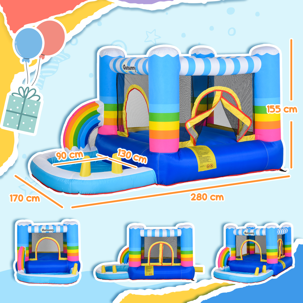 Kids Inflatable Bouncy Castle with Pool, Net & Blower – Ages 3–8 Kids Inflatable Bouncy Castle with Pool, Net & Blower – Ages 3–8 - Image 3