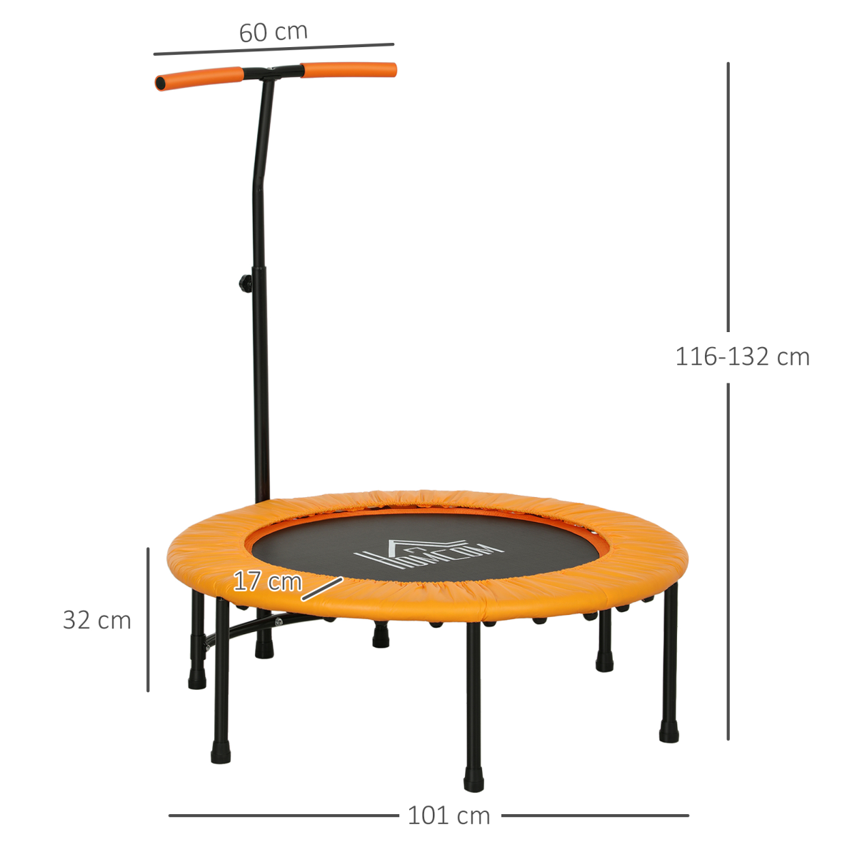 40 Inch Mini Fitness Trampoline Rebounder with Handle – Orange 40 Inch Mini Fitness Trampoline Rebounder with Handle – Orange - Image 3