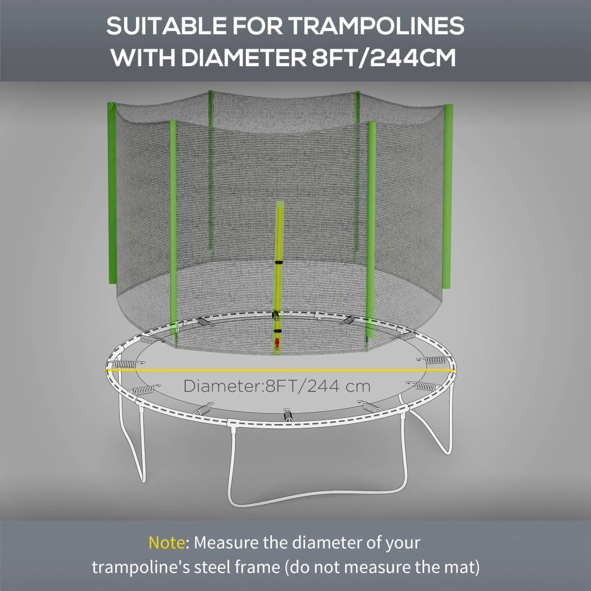 8ft Replacement Trampoline Safety Net with Zipped Door 8ft Replacement Trampoline Safety Net with Zipped Door - Image 3