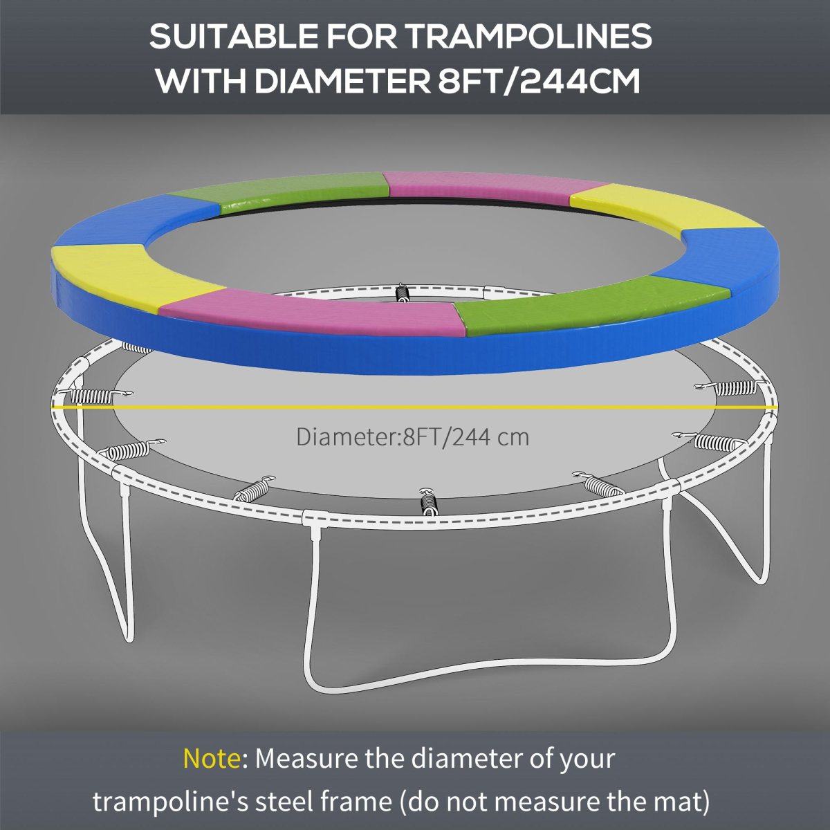 8ft Waterproof Replacement Trampoline Spring Cover Pad 8ft Waterproof Replacement Trampoline Spring Cover Pad - Image 3