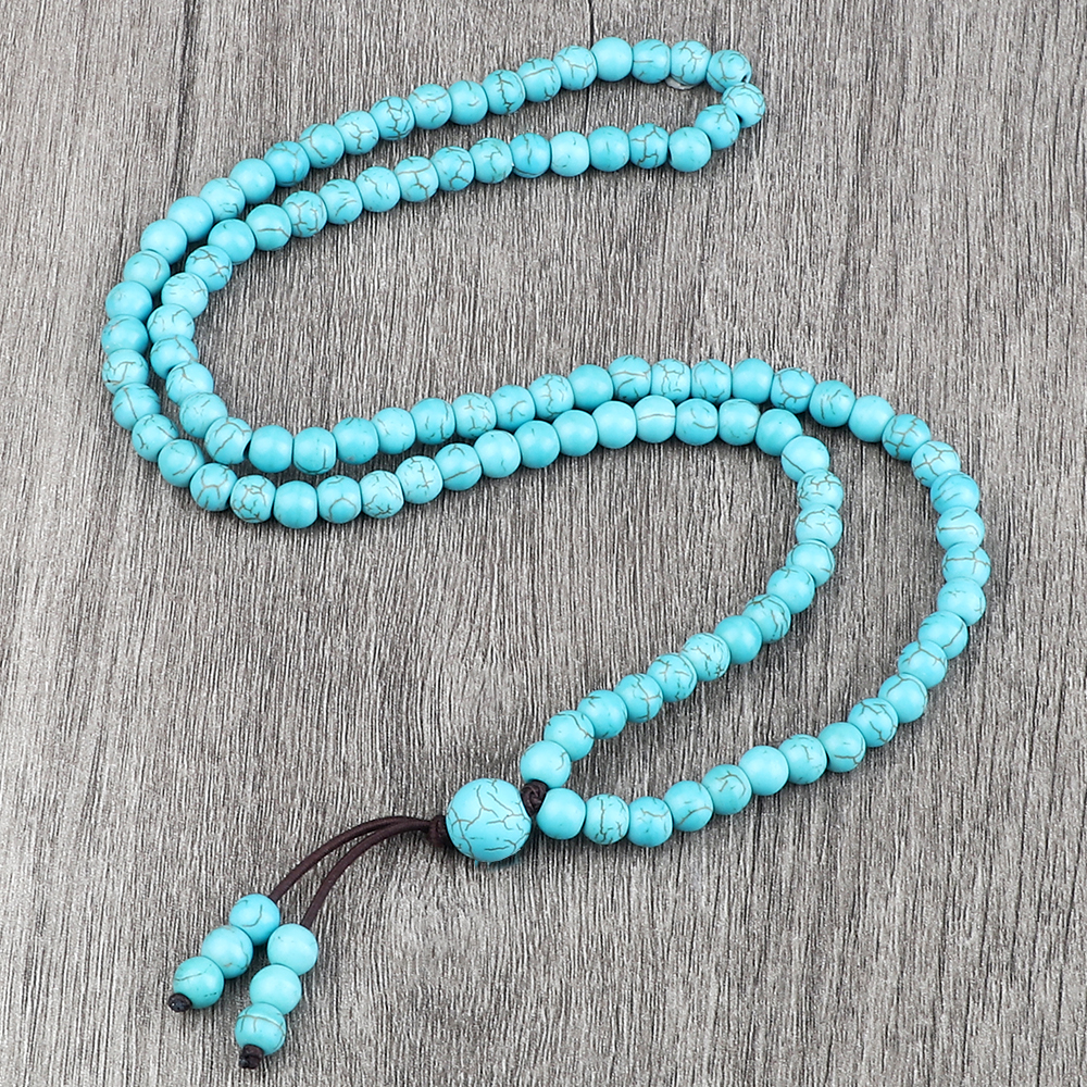 Men Beaded Necklace & Bracelet 108 Beads Tibetan Buddha Wrap Bracelets Women Handmade Blue Synthetic Turquoises Prayer Jewelry Men Beaded Necklace & Bracelet 108 Beads Tibetan Buddha Wrap Bracelets Women Handmade Blue Synthetic Turquoises Prayer Jewelry - Image 4