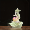 Chinese style Buddha's Hand Lotus LED Reflux Incense Burner Stand, Home Decoration Pure Handmade Lotus Fragrance Diffuser - Image 5