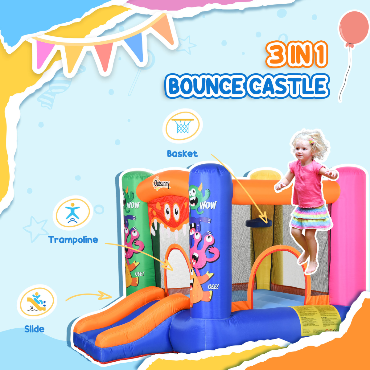 Monster Inflatable Bouncy Castle with Slide & Trampoline Monster Inflatable Bouncy Castle with Slide & Trampoline - Image 4
