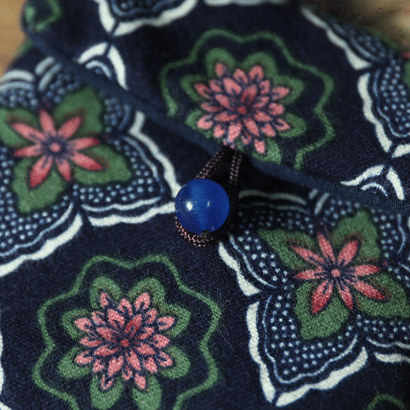 Small Vintage Bag Printed Cotton Bag Walnut Buddha Bead Storage Bag jewellery Flip Buckle Small Things Organizer Small Vintage Bag Printed Cotton Bag Walnut Buddha Bead Storage Bag jewellery Flip Buckle Small Things Organizer - Image 5