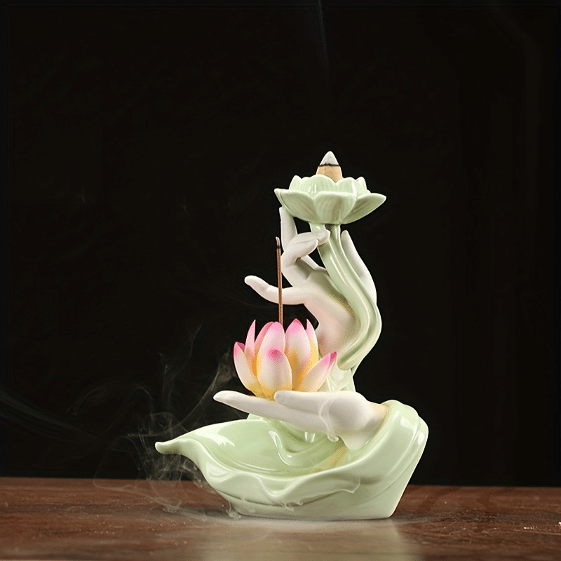 Backflow Incense Burner – Buddha Hand Lotus LED Decor Backflow Incense Burner – Buddha Hand Lotus LED Decor - Image 5