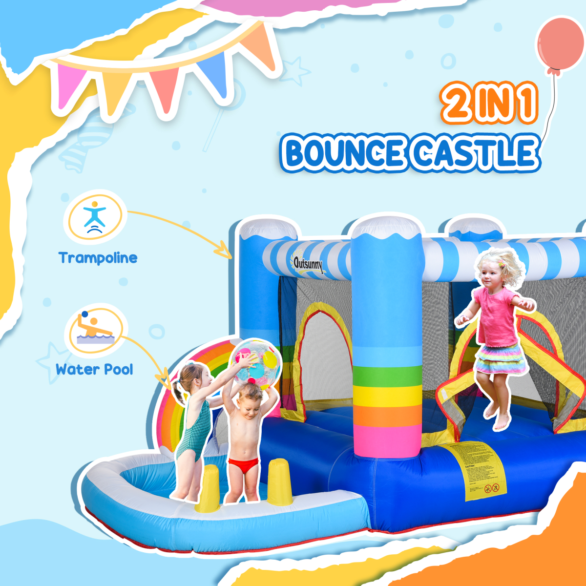 Kids Inflatable Bouncy Castle with Pool, Net & Blower – Ages 3–8 Kids Inflatable Bouncy Castle with Pool, Net & Blower – Ages 3–8 - Image 4