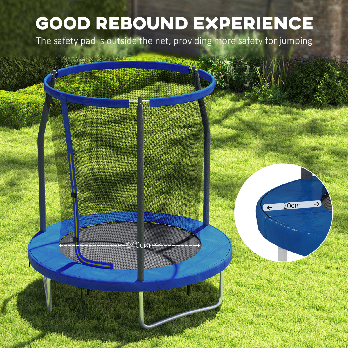 6ft Outdoor Trampoline with Safety Enclosure Net 6ft Outdoor Trampoline with Safety Enclosure Net - Image 4