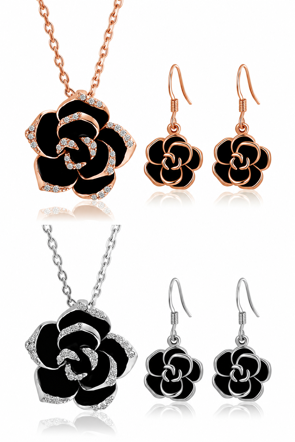 Flower Rhinestone Necklace and Earrings Set Flower Rhinestone Necklace and Earrings Set