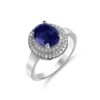 2 Carat Blue Simulated Sapphire Ring With 18K White Gold Plating