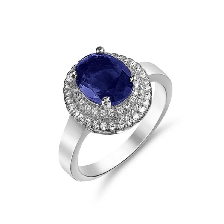 2 Carat Blue Simulated Sapphire Ring With 18K White Gold Plating 2 Carat Blue Simulated Sapphire Ring With 18K White Gold Plating