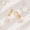 Pearl Drop Hook Zircon Crystals Gold Plated Earrings Pearl Drop Hook Zircon Crystals Gold Plated Earrings