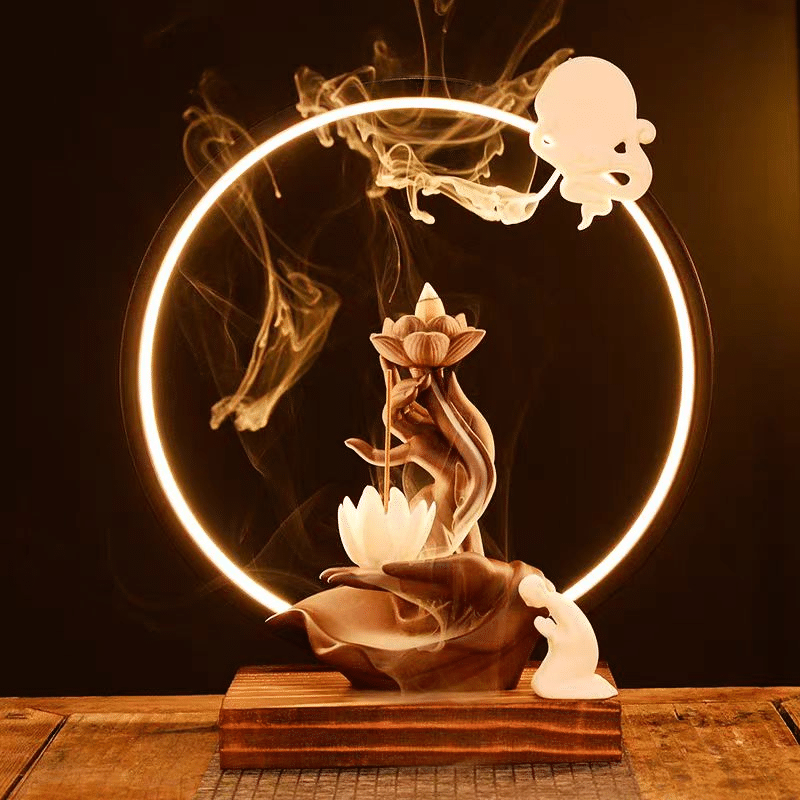 Backflow Incense Burner – Buddha Hand Lotus LED Decor Backflow Incense Burner – Buddha Hand Lotus LED Decor - Image 6