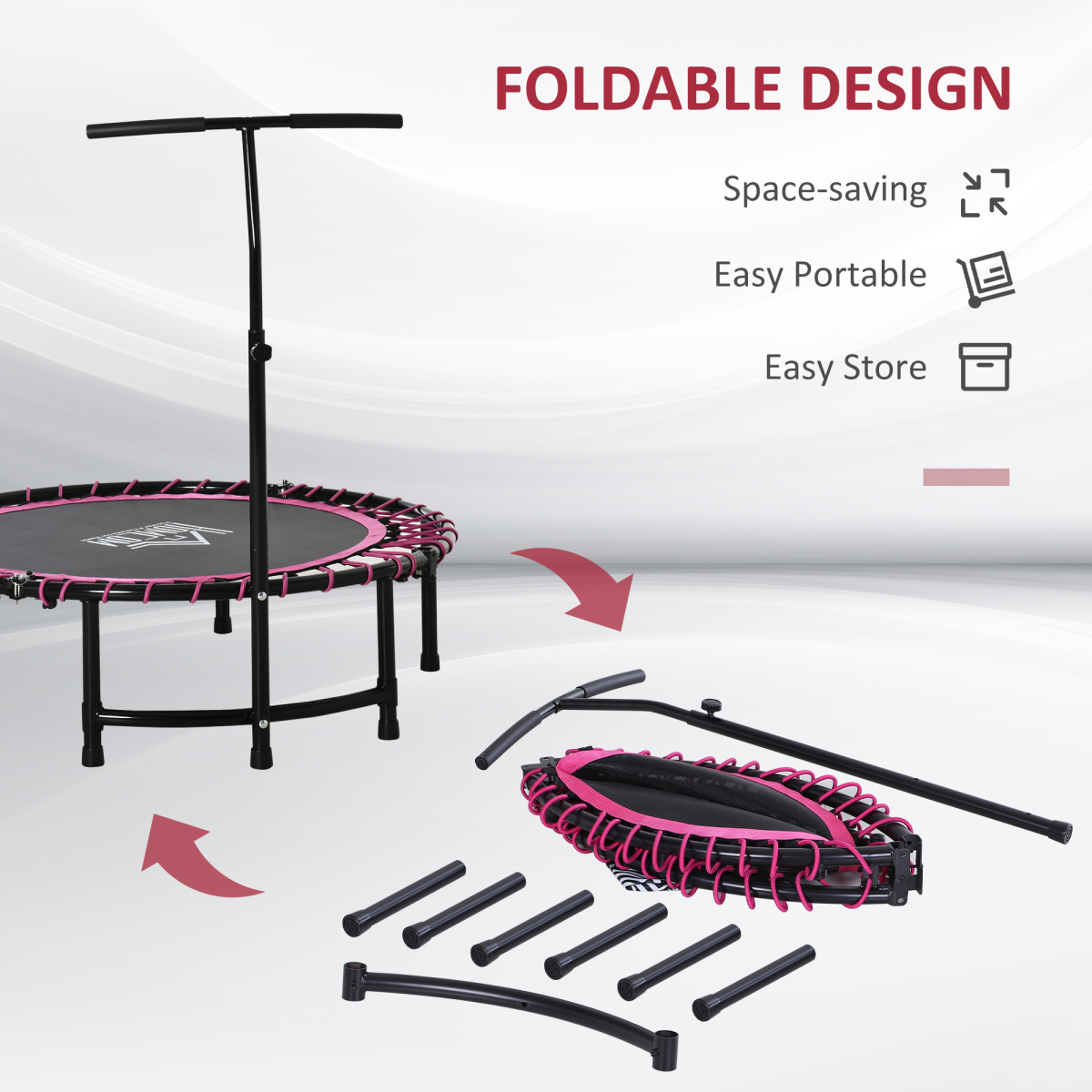 Outdoor Fitness Trampoline with Adjustable Handle – Pink Outdoor Fitness Trampoline with Adjustable Handle – Pink - Image 5