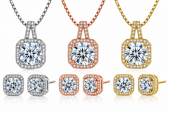 Square Crystal Pendant & Earrings Set