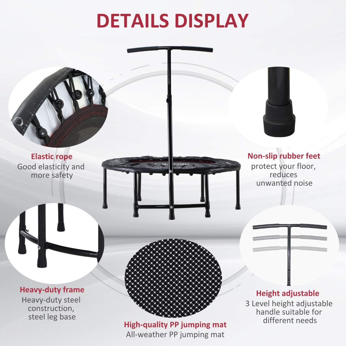 40 Inch Mini Fitness Trampoline Rebounder with Handle 40 Inch Mini Fitness Trampoline Rebounder with Handle - Image 6
