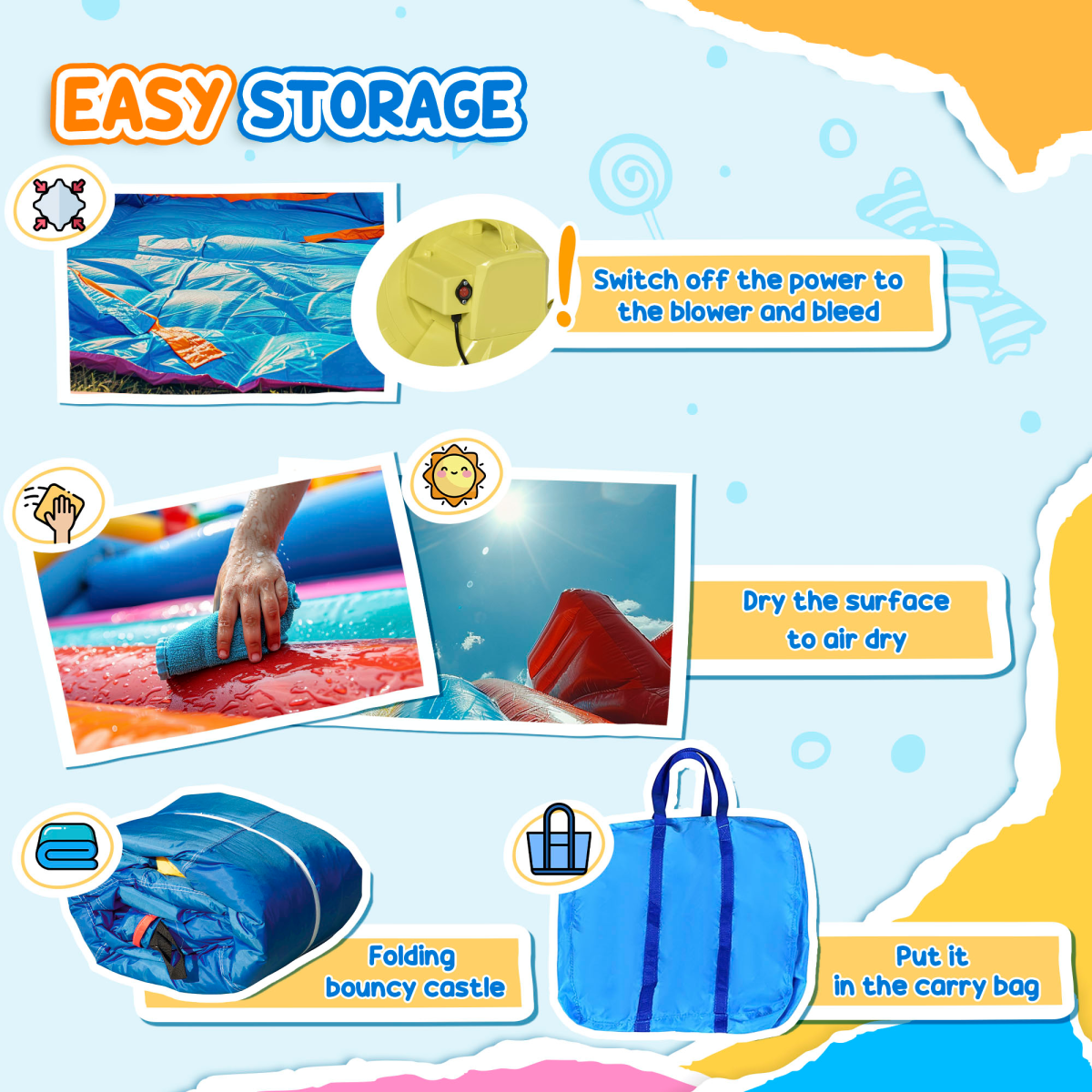 Kids Inflatable Bouncy Castle with Double Slides, Pool & Blower Kids Inflatable Bouncy Castle with Double Slides, Pool & Blower - Image 7
