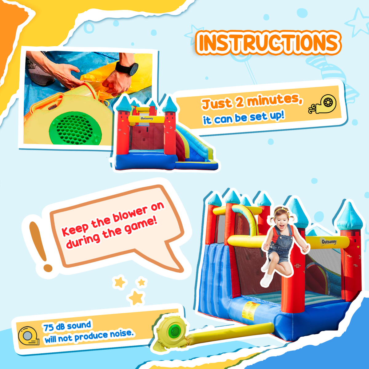Kids Inflatable Bouncy Castle with Slide, Pool & Climbing Wall Kids Inflatable Bouncy Castle with Slide, Pool & Climbing Wall - Image 8