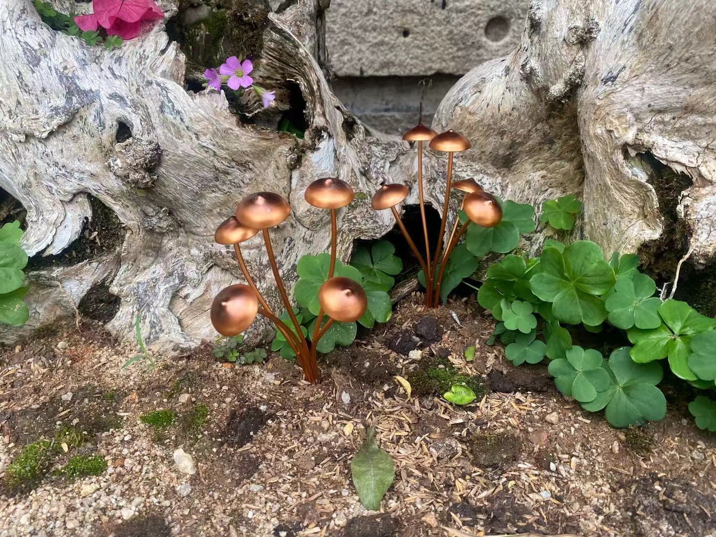 Copper Finish Mushroom Garden Stake Set of 2 Copper Finish Mushroom Garden Stake Set of 2 - Image 2