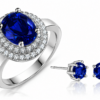 Blue Princess Ring and Stud Earrings Set
