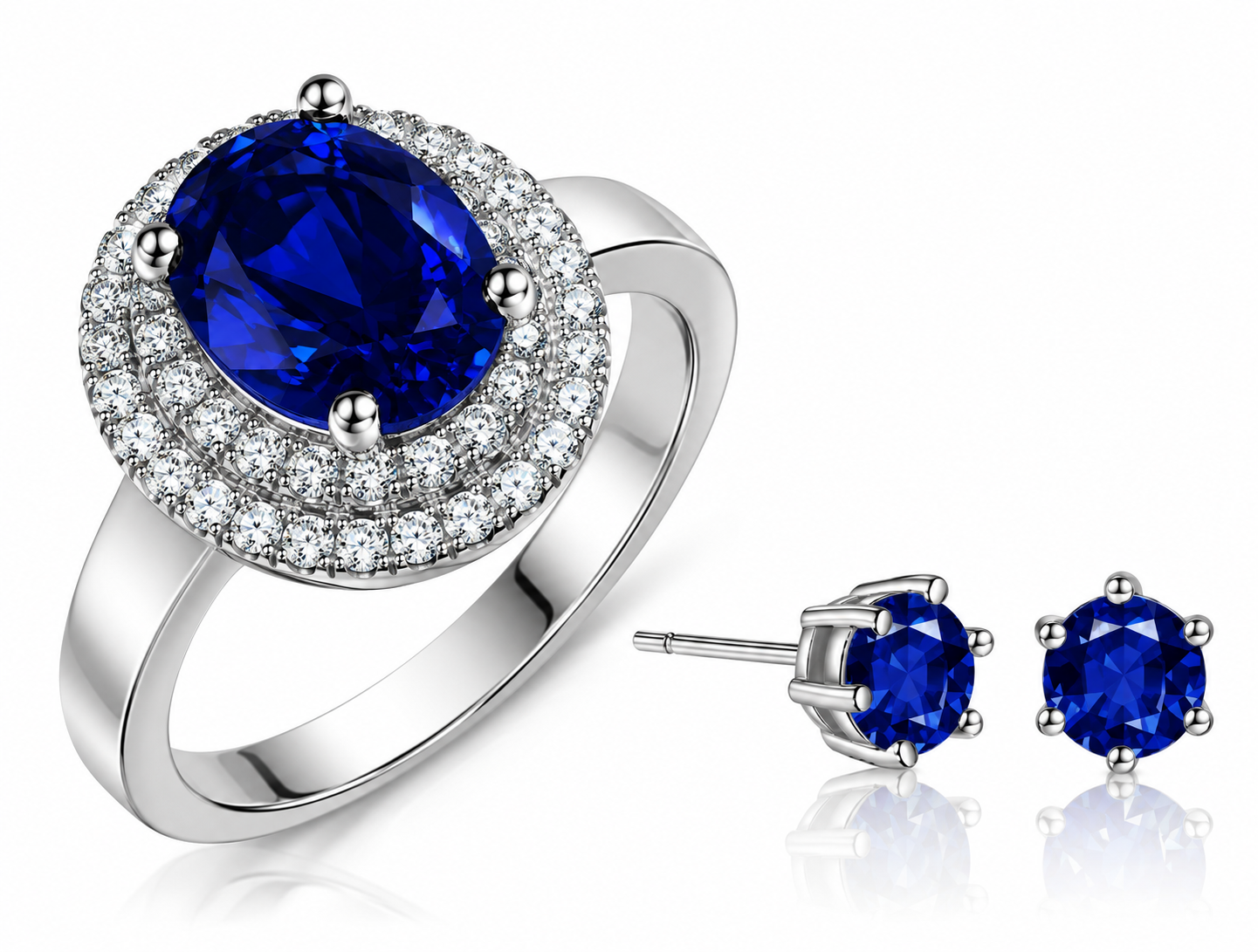 Blue Princess Ring and Stud Earrings Set Blue Princess Ring and Stud Earrings Set