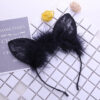 Cute Lace Cat Ears Fluffy Headband Black Cute Lace Cat Ears Fluffy Headband Black - Image 3