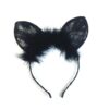 Cute Lace Cat Ears Fluffy Headband Black