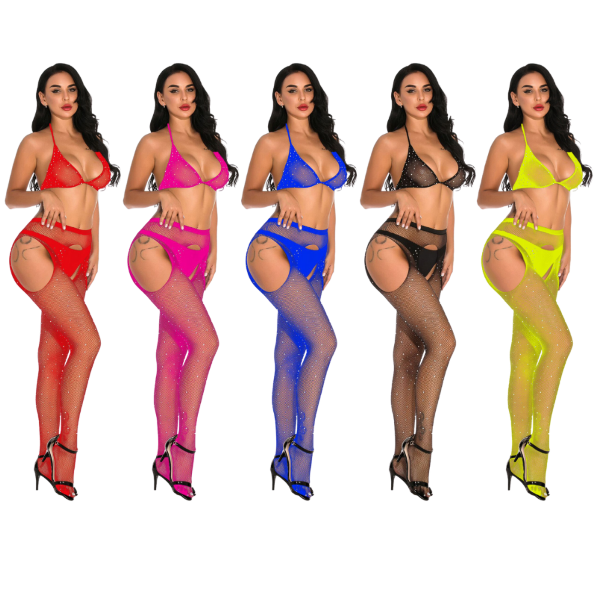 Diamante Fishnet Stockings with Bra Diamante Fishnet Stockings with Bra