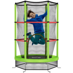 Kids Mini Trampoline with Safety Enclosure – Green
