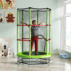 Kids Mini Trampoline with Safety Enclosure – Green - Image 2