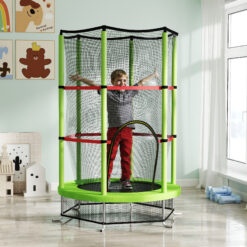 Alternative view of Kids Mini Trampoline with Safety Enclosure – Green