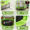 Kids Mini Trampoline with Safety Enclosure – Green - Image 4