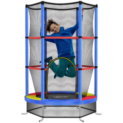 Kids Mini Trampoline with Safety Enclosure – Multicoloured