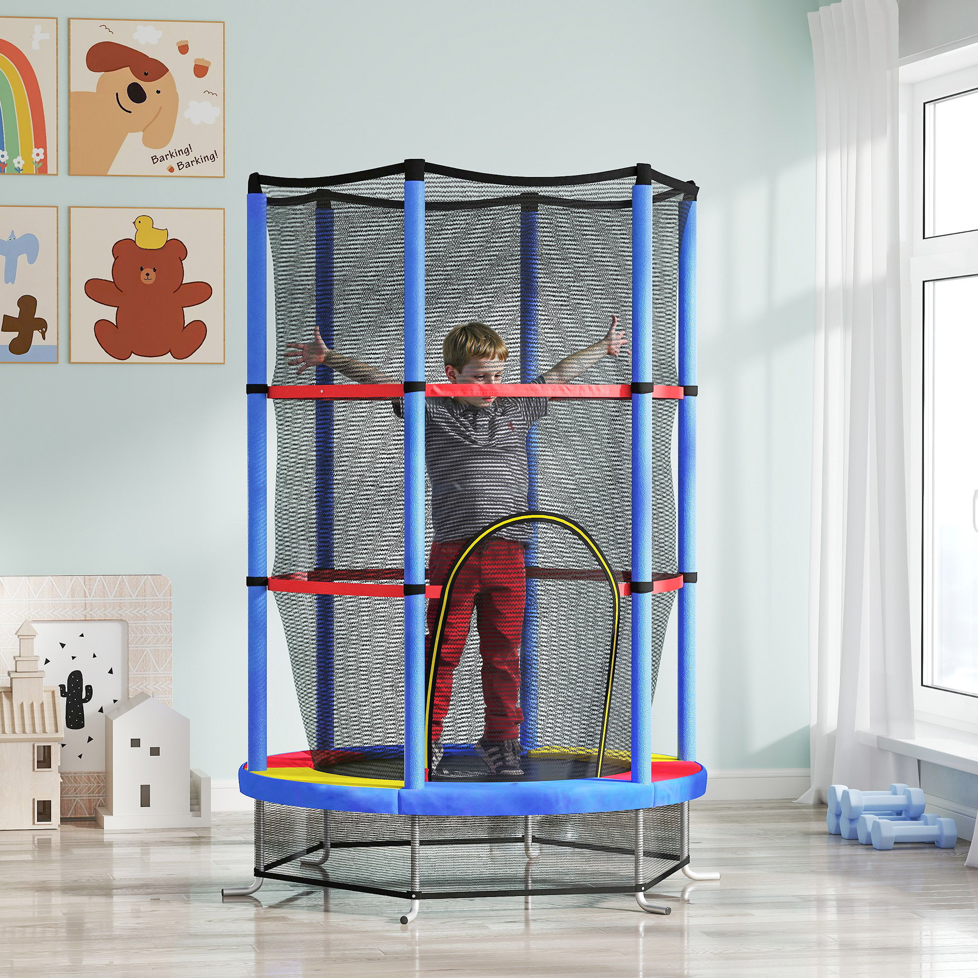 Kids Mini Trampoline with Safety Enclosure Kids Mini Trampoline with Safety Enclosure - Image 2