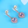Stunning Heart Drop Pink Earrings - Image 2