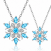 Light Blue Crystal Snowflake Silver Tone Pendant