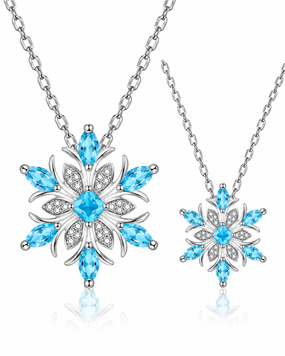 Light Blue Crystal Snowflake Silver Tone Pendant Light Blue Crystal Snowflake Silver Tone Pendant