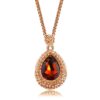 Water drop red zircon sweater chain rose gold Water drop red zircon sweater chain rose gold