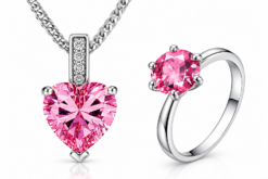 Pink Heart Shaped Necklace & Ring Set