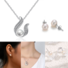 Elegant Silver Drop Design with Pearl and Crystals Set Elegant Silver Drop Design with Pearl and Crystals Set