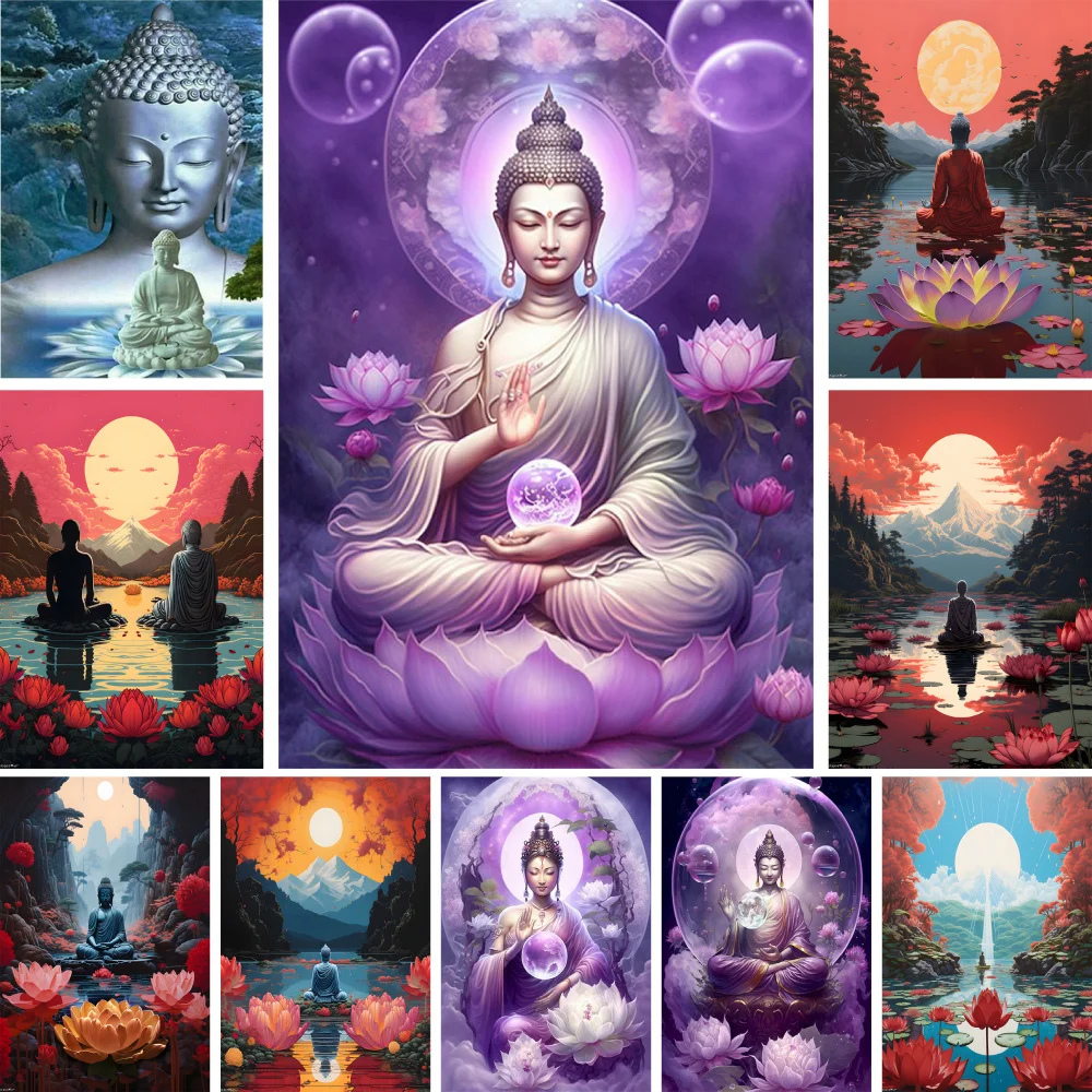 Buddha Statue Canvas Cross Stitch DIY Kit for Modern Home Decor Buddha Statue Canvas Cross Stitch DIY Kit for Modern Home Decor