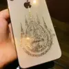 Thai Nine Tailed Red Fox Lotus Flower Buddha Metal Phone Sticker Décor Thai Nine Tailed Red Fox Lotus Flower Buddha Metal Phone Sticker Décor