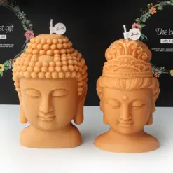 Buddha Head Candle Mould - Durable Silicone for Easy Crafting