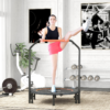 48 Inch Foldable Fitness Trampoline with Adjustable Handle – Pink