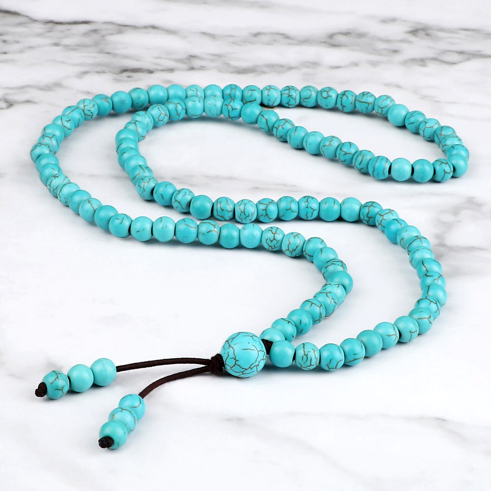 Men Beaded Necklace & Bracelet 108 Beads Tibetan Buddha Wrap Bracelets Women Handmade Blue Synthetic Turquoises Prayer Jewelry Men Beaded Necklace & Bracelet 108 Beads Tibetan Buddha Wrap Bracelets Women Handmade Blue Synthetic Turquoises Prayer Jewelry